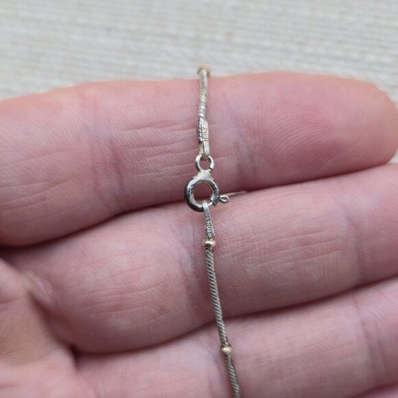 9 Inch Sterling Silver Tarnished Orb Chain Ankle Bracelet B616 - Picture 3 of 5